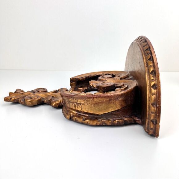 PAIR OF GILT WOOD WALL SHELVES BRACKETS ITALIAN FLORENTINE ROCOCO GOLD GILT - Picture 3 of 16